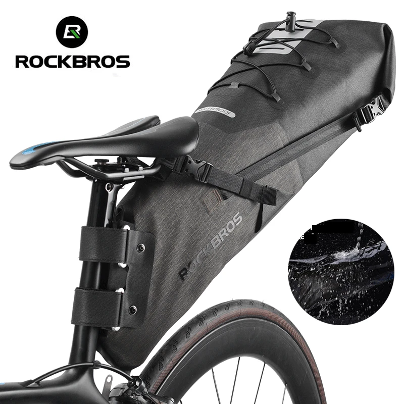 ROCKBROS Bike Bag Waterproof Reflective 10L Large Capacity Saddle Bag Cycling Foldable Tail Rear Bag MTB Road Trunk Bicycle Bag