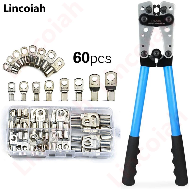 HX-50B Battery cable lug crimping tool wire crimper hand ratchet terminal crimp pliers for 6-50mm2 1-10AWG with SC Terminals