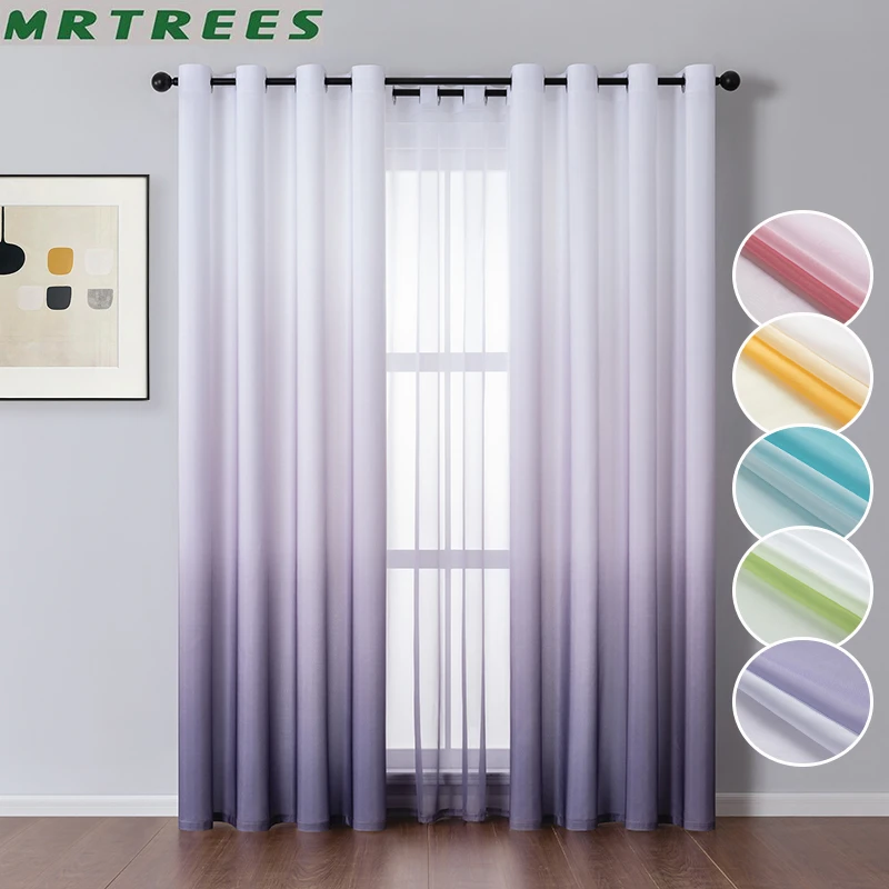 MRTREES Gradient Blackout Window Curtains for Living Room Kitchen Modern Tulle  for Bedroom  Curtain Fabric Drapes