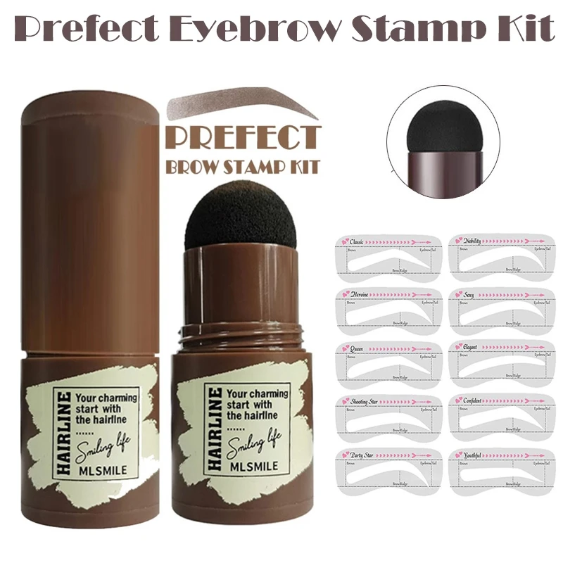 Prefect EyeBrow Stamp Shaping Kit Eyebrow Stencils Waterproof Long Stick Shape Stamp Brow Lasting Natural Contouring Makeup Kit