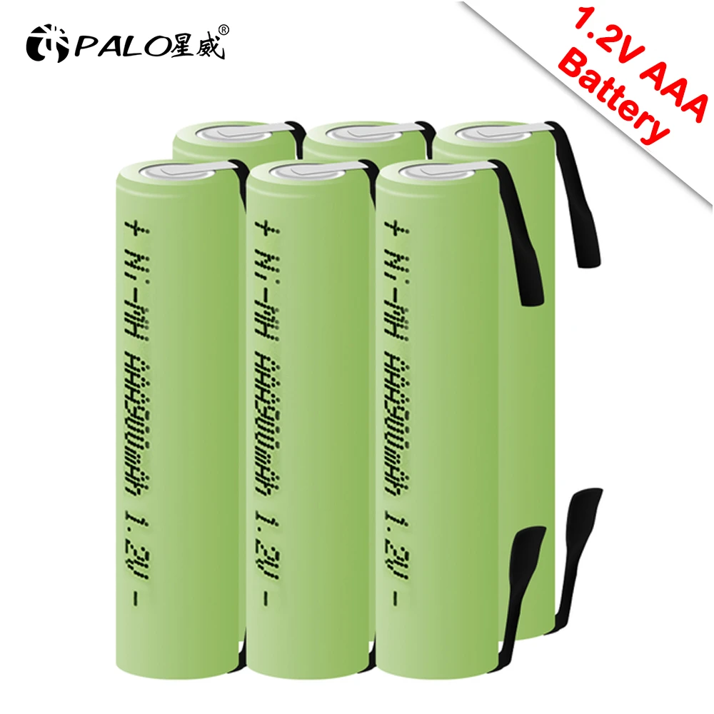 AAA Rechargeable Battery 1.2V 900mah Ni-MH Nimh Cell Green Shell with Welding Tabs for Philips Electric Shaver Toothbrush Razor