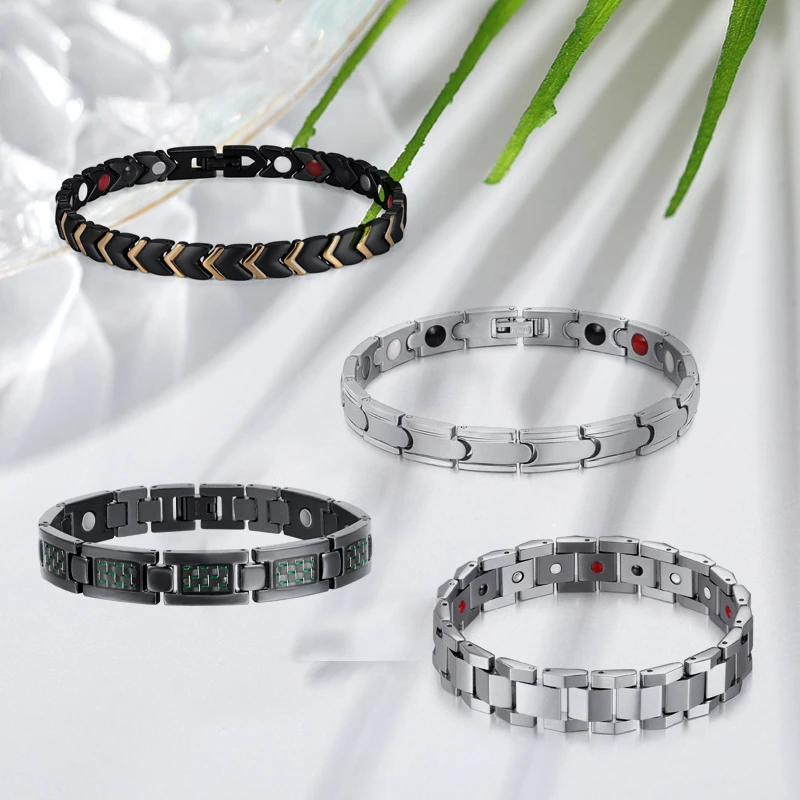 Rainso Bio Energy Titanium Bracelet Bangle Magnetic Health Care Relief The Pain Bracelets For Men Friendship Jewelry Fashion