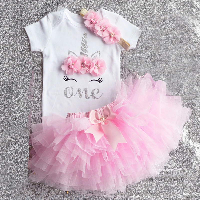 Cute Pink My Little Girl First 1st Birthday Party Dress Tutu Cake Smash Outfits Infant Kid Dress Baby Girl Baptism Clothes 9 12M