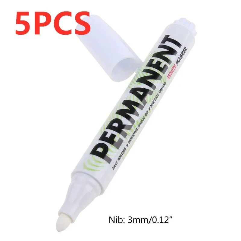 1/3/5PCS White Marker Pen Paint Oil Car Tire Marker Pen Waterproof Paint Marker Graffiti Pen Office White Gel Pen Paint Markers