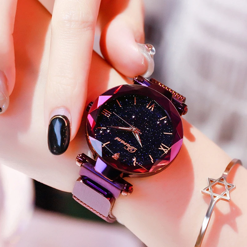 New Fashion Watch for Women Elegant Magnet Quartz Women watch Buckle Starry Sky Roman Numeral Lady Wristwatch Gift Dropshipping