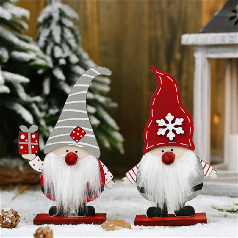 Christmas Decoration Wooden Santa Elf Ornament Christmas Navidad Gift New Year Decoration 2021 Merry Christmas Xmas Decoration-C