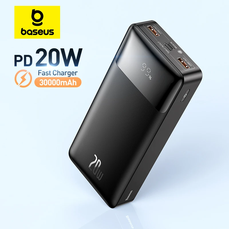 Baseus Power Bank 30000mAh with 20W PD Fast Charging Powerbank Portable External Battery Charger For iPhone 12 Pro Xiaomi Huawei