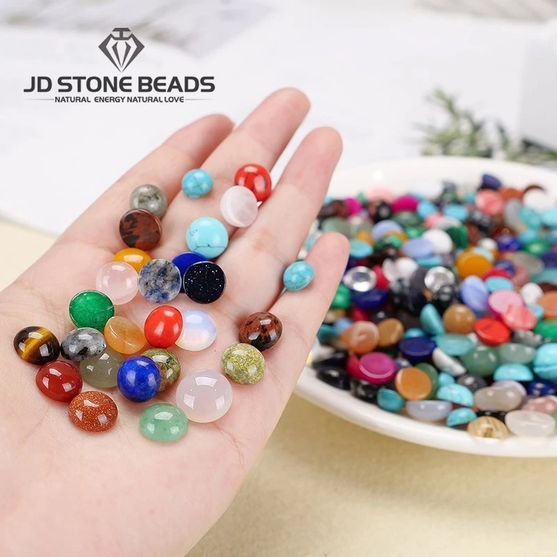 20pcs/lot  Wholesale Round  Flat Back Gemstone Mix Colors Natural Stone Cab Cabochons For Jewelry Making DIY Gifts Accessories