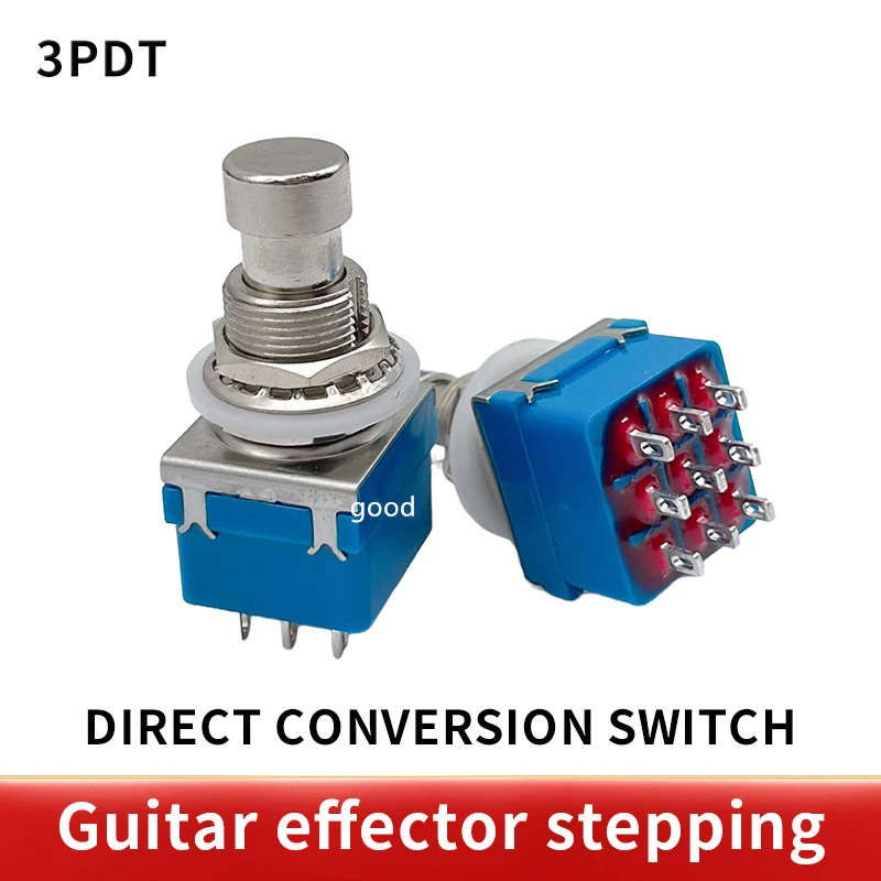 9-pin 3PDT Guitar Effects Pedal Box Stomp Foot Metal Switch True Bypass Hot Selling blue