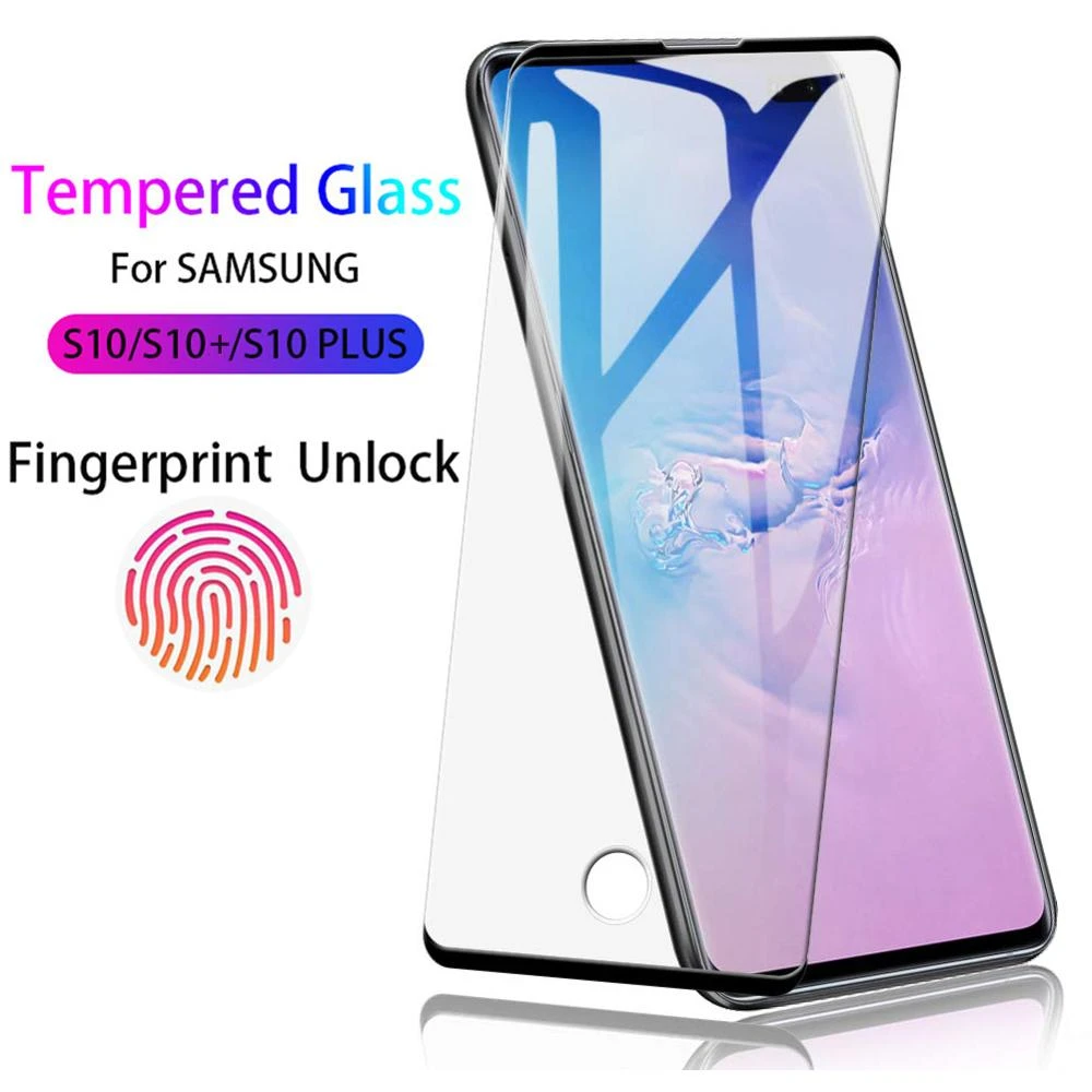 10D 9H Full Cover Tempered Glass For SAMSUNG Galaxy S10 PLUS S10 Fingerprint unlock Screen Protector For SAMSUNG S10 S10+