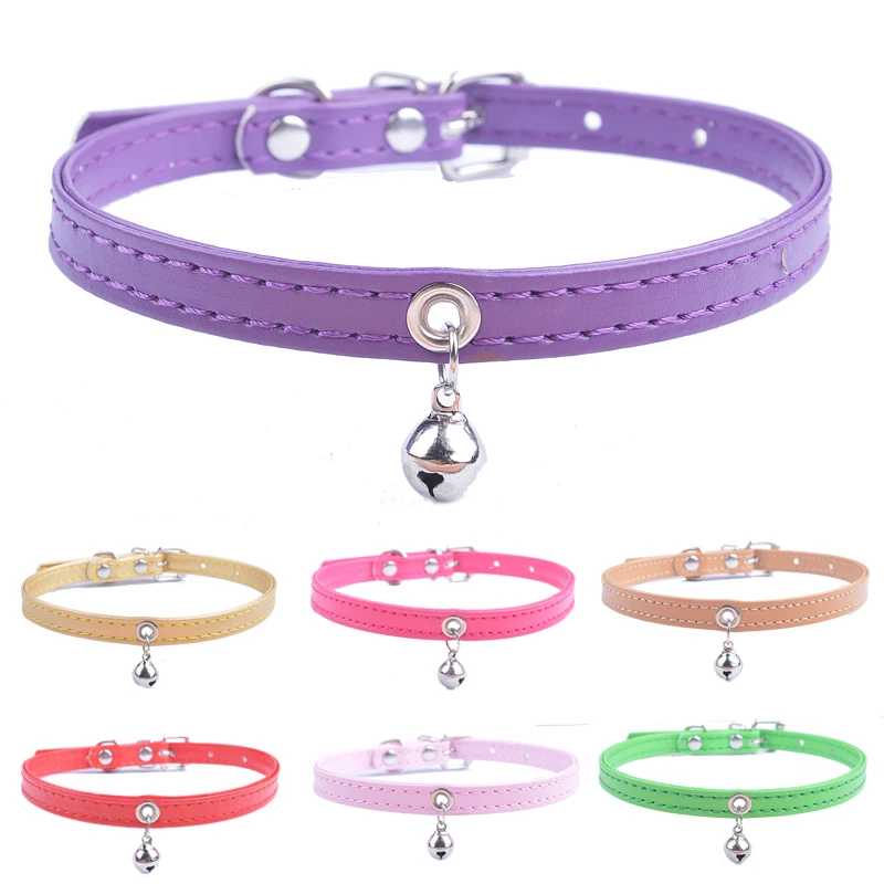 Puppy Collar For Small Dogs Adjustable Pet Collars With Bell For Small Medium Cats Size XXS XS S Purple Black White Pink