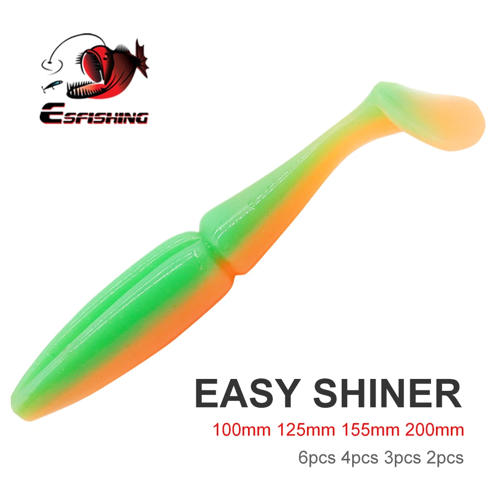 ESFISHING Quality Lures Easy Shiner Shad 100mm 125mm 155mm 200mm Pesca Fishing Soft Lures Silicone Bait Wobblers Leurre Souple
