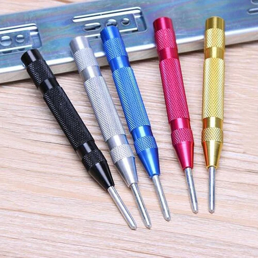 Multifunction 5-inch Automatic Center Pin Spring Loaded Mark Center Punch Tool Wood indentation Mark Woodworking Tool Bit