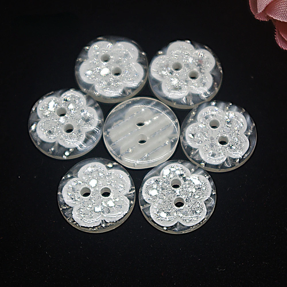 SHINE Resin Sewing Button Scrapbooking Round Flower Two Holes 15mm Dia. 50 PCs Costura Botones decorate bottoni botoes