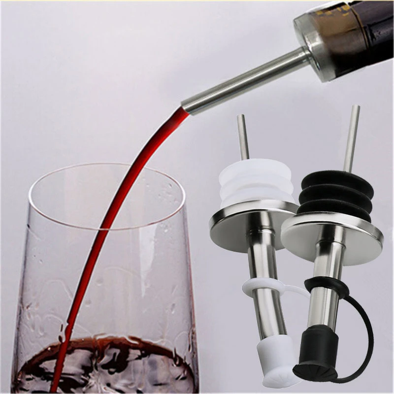 Stainless Steel Wine Olive Oil Pourer Dispenser Spout Wine Bottle Spout Stopper Home Kitchen Bar Tool Wine Pourer 998309