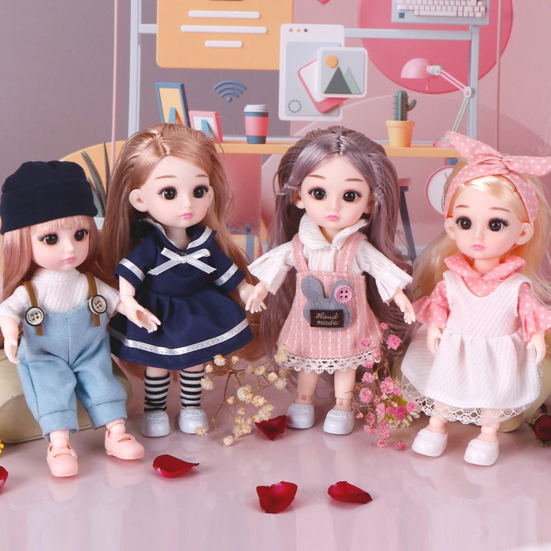 New 16cm BJD Doll 13 Movable Joints Dolls Makeup Casual Wear Clothes with Shoes Doll Accessories Toy for Girls Gift