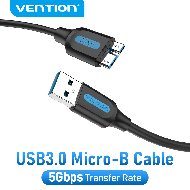 Vention USB Micro B Cable to Type A Micro Cable Data Transfer Fast Charger Cord for Hard Drive Samsung USB 3.0 Micro B Data Cord