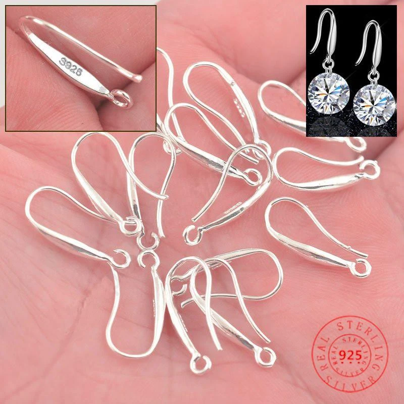100Pcs Lot DIY Making Jewelry Earring Findings 925 Sterling Silver Ear Hook Earwires Accessory For Crystal Women's Gift