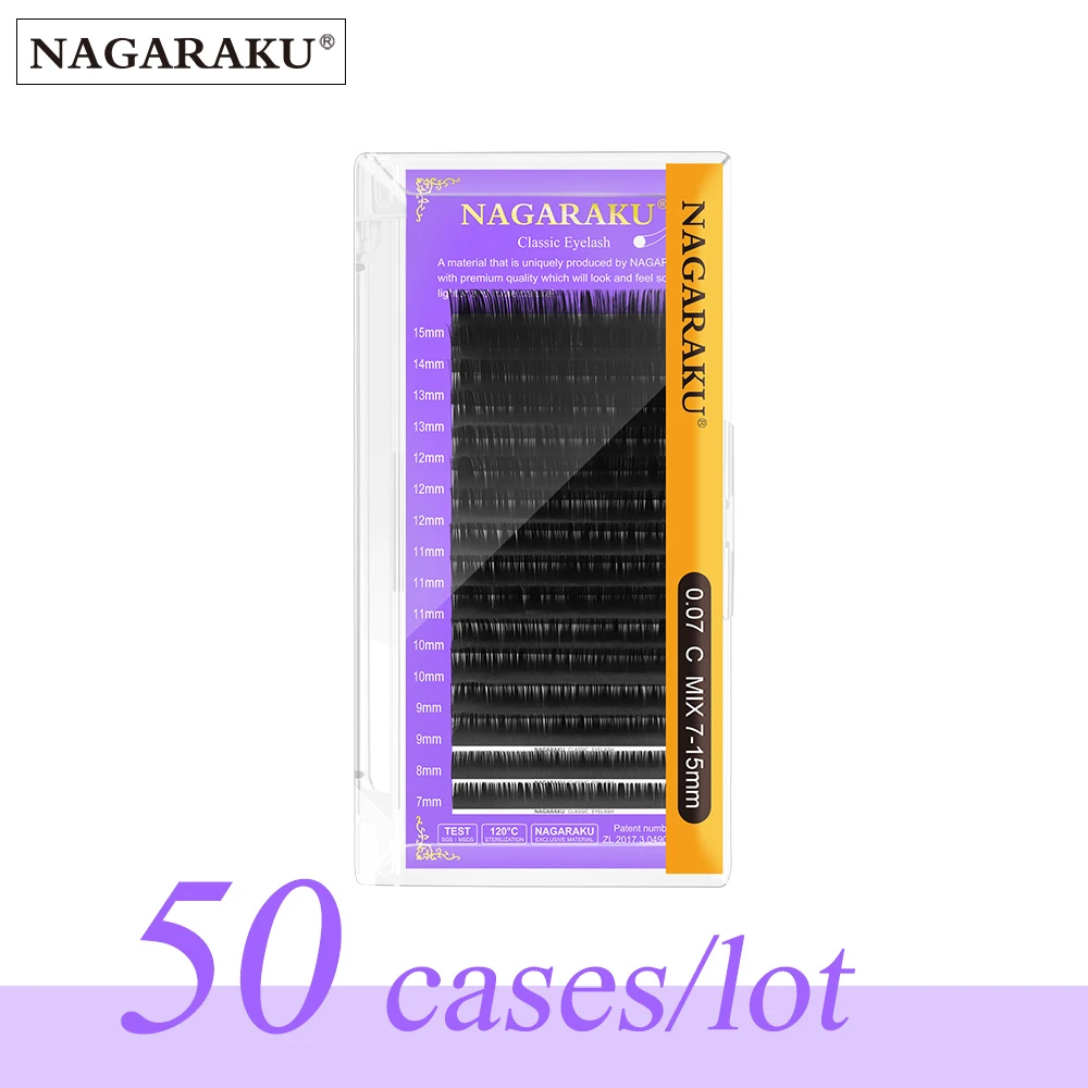 NAGARAKU Eyelashes Makeup Individual Eyelash 50 Cases/lot Natural Mink Handmade Premium Lashes