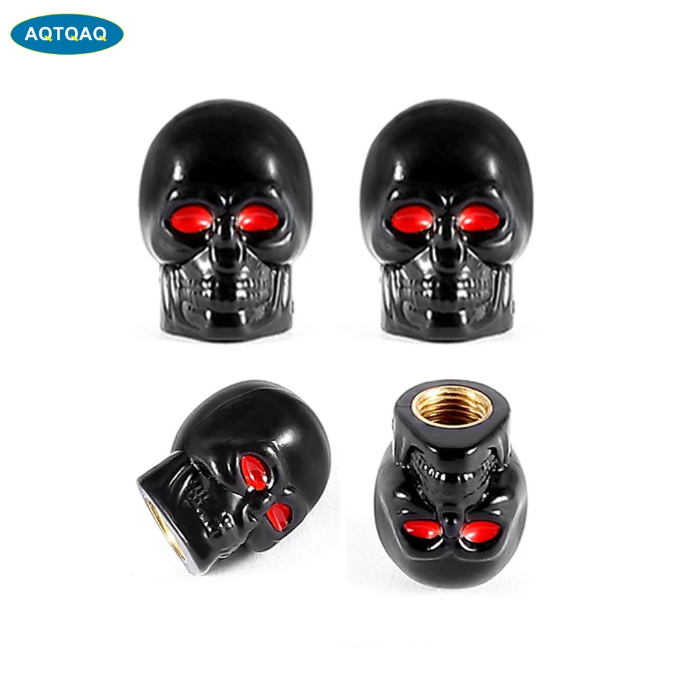 4Pcs/Set Universal Car Skull Style Antirust Copper Core Motorcycle Bike Car Wheel Tyre Tires Valve Stem Caps