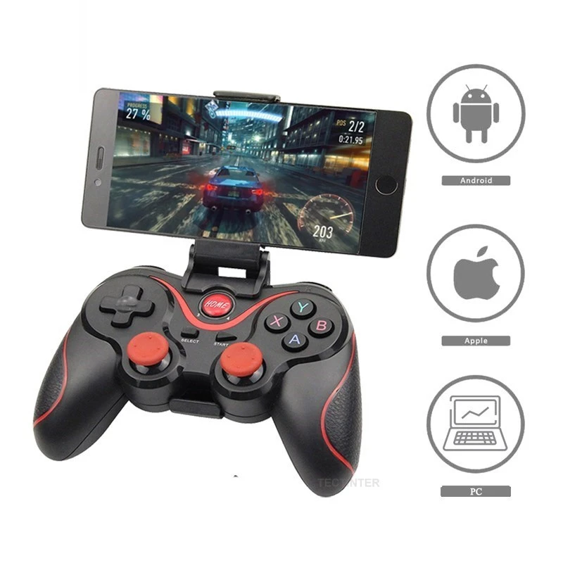 Wireless 3.0 Game Controller Terios T3/X3 For PS3/Android Smartphone Tablet PC With TV Box Holder T3+ Remote Support Bluetooth