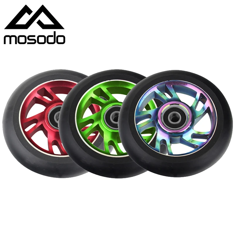 100mm Scooter Wheels Replacement with Bearings Aluminum Wear-Resistant PU Stunt Scooter Parts Kick Scooter Accessories 2pcs/set