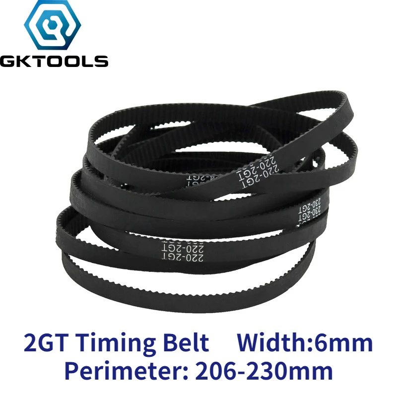 GKTOOLS C-6 3D Printer Belt GT2 6mm Closed Loop Rubber 2GT Timing Belt  Length 206 208 210 212 214 216 218 220 222 224 226mm
