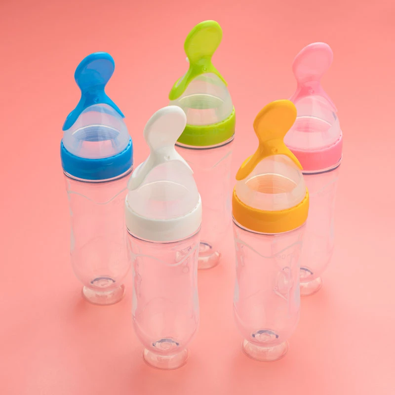 TYRU.HU Silicone Squeezing Feeding Bottle Spoon Bottle Feeder Newborn Baby Training Drink Spoon Safe Tableware Training Feeder