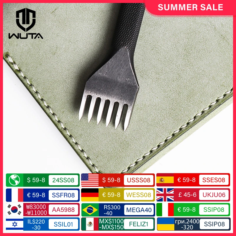 WUTA Leather Craft Hole Punch leather craft Tools Diamond Point Black Pricking Iron Leather Chisel Stitching Toosl 3/4mm