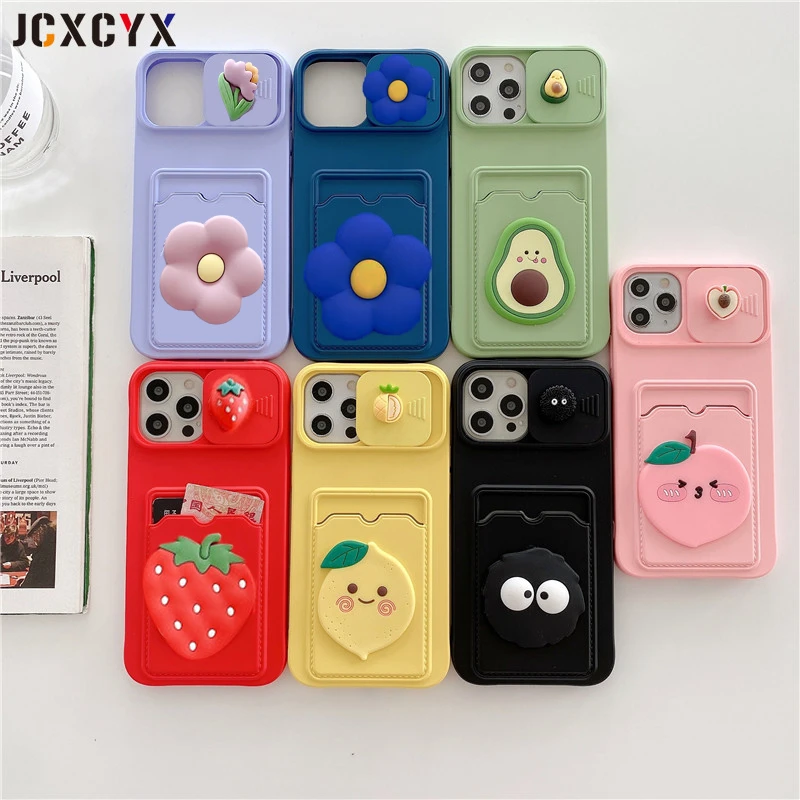 Liquid Silicone 3D Cartoons Camera Lens Protection case for iphone 11 12 Pro Max MiNi X XR XS 7 8 plus SE 2020 Soft back cover