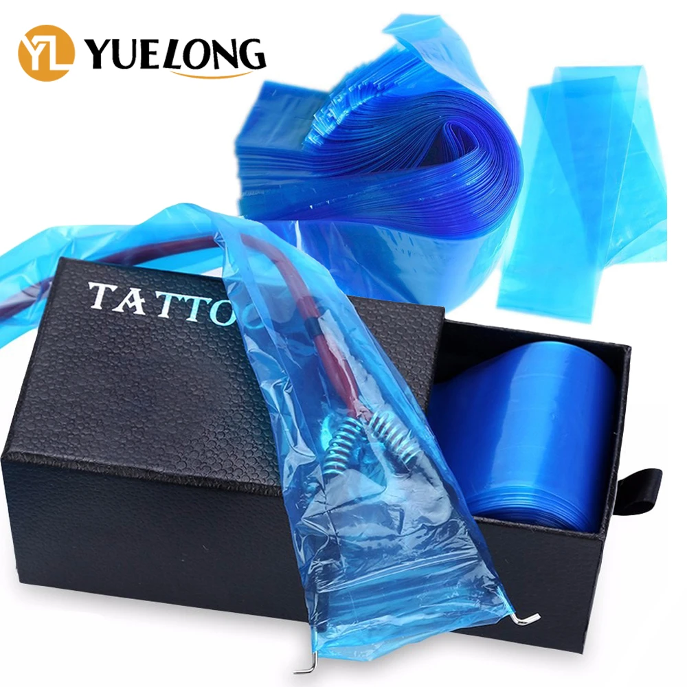 100pcs Professional Blue Safety Disposable Plastic Tattoo Clip Cord Sleeves Tattoo Clip Cord Covers Bags Tattoo Accessories