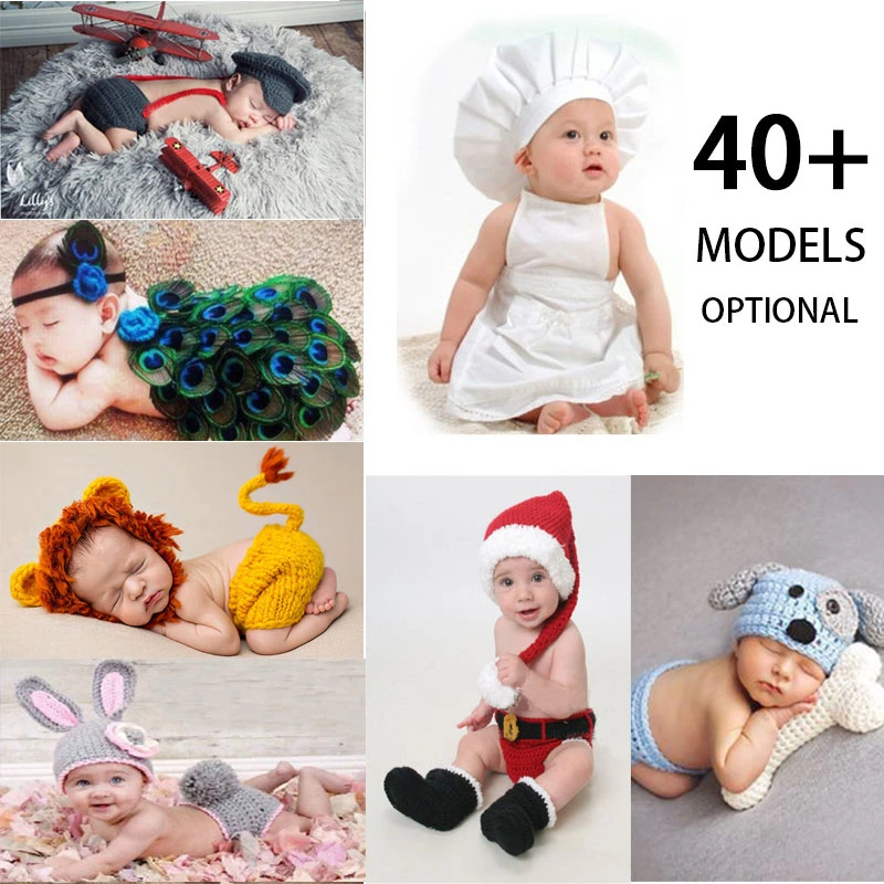 Crothet Newborn Photography Props Knitted Photography Accessories Baby Boys Girls Costume Newborn Photographie 42 Model Optional