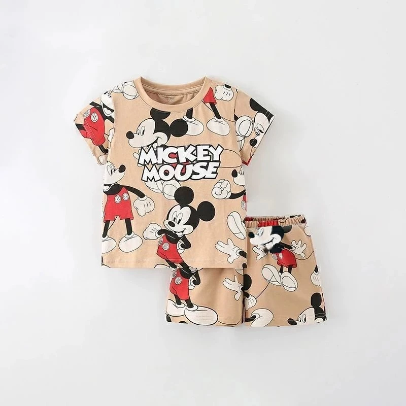 Brand Designer Cartoon Clothing Mickey Mouse Baby Boy Summer Clothes T-shirt+shorts Baby Girl Casual Clothing Sets