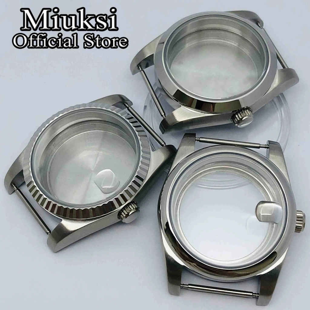 Miuksi 36mm stainless steel polished case sapphire glass fit NH35 NH36 ETA2836 Miyota8205 8215 821A Mingzhu DG2813 3804 movement