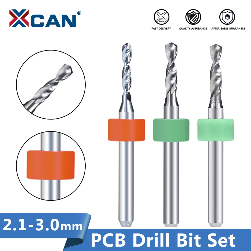 XCAN 10pcs 2.1mm to 3.0mm PCB Drill Bit Set for Drilling Print Circuit Board Carbide CNC Machine Mini Drill Bits