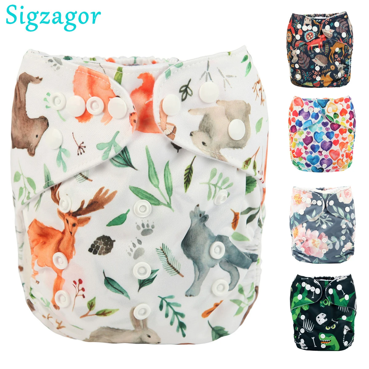 [Sigzagor] Baby Pocket Cloth Diaper Nappy Reusable Washable Adjustable 3kg-15kg
