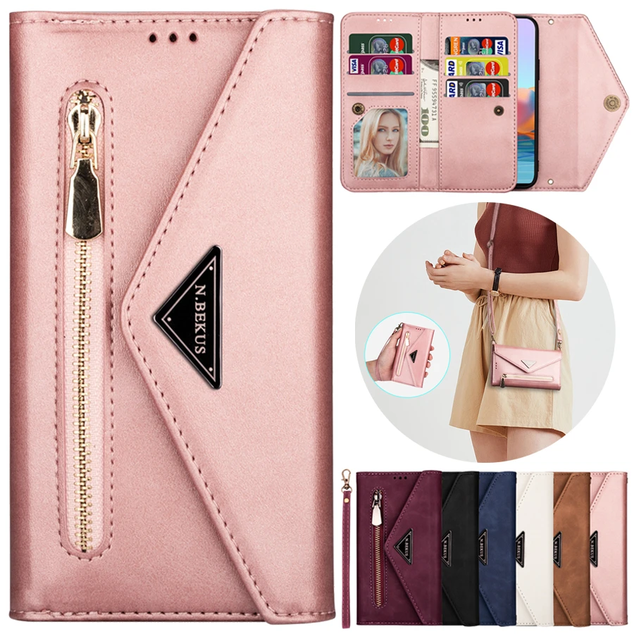 Leather Ladies Shoulder Bag Phone Case For Xiaomi Redmi Note 10 9 8 7 Pro Max 9S 8A 7A Mi 11 10 Pro 10T Lite CC9 Pro Phone Cover