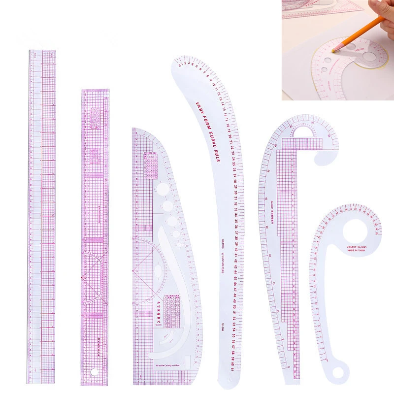 MIUSIE French Curve Rulers Multi-function Ruler Fashion Design Rulers for Fabric Cutting Sewing Measure Template Metric Ruler