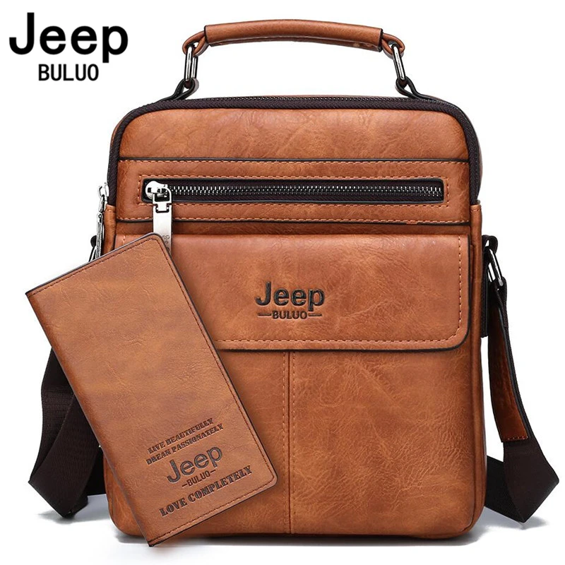 JEEP BULUO Men's Crossbody Shoulder Bags Split Leather Handbag Fashion Business Man Messenger Bag High quality Tote Hot