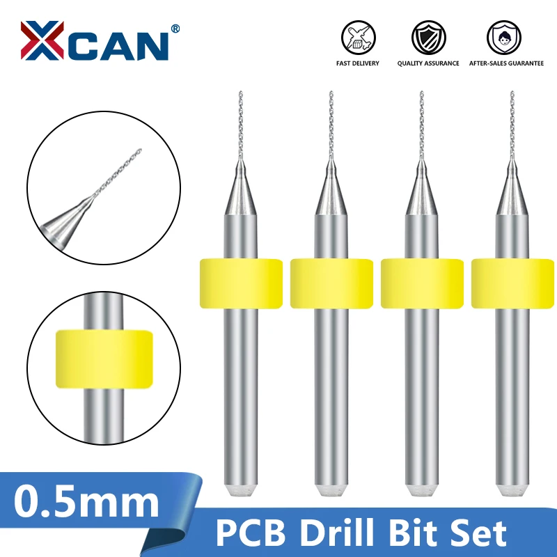 XCAN Carbide PCB Drill Bits 0.5mm Mini CNC Drilling Bit Set For Print Circuit Board Drilling
