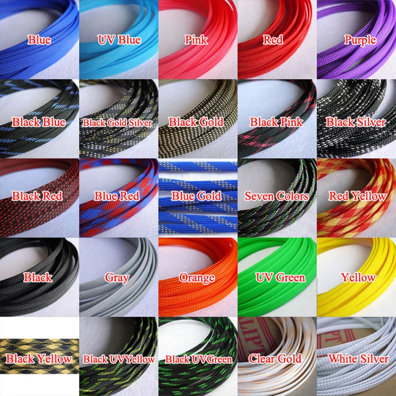 1M 2 4 6 8 10 12 14 16 18 20 25 30 mm High Density PET Braided Expandable Sleeve Wire Wrap Insulated Nylon Protector Sheath