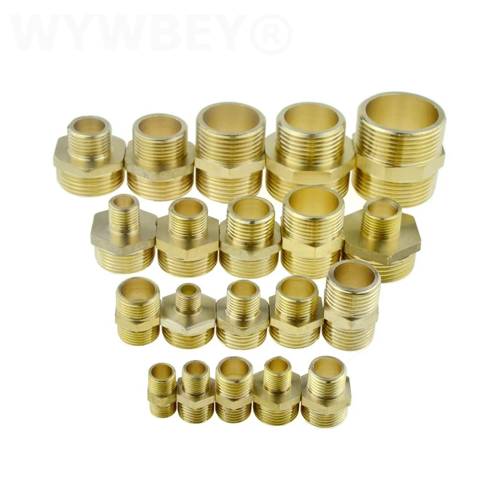 Brass Hex Nipple Pipe Fitting Copper Adapter 1/8 1/4 3/8 1/2 3/4 Male Equal Reducing Coupler Connector Water Gas Plumbing Joint