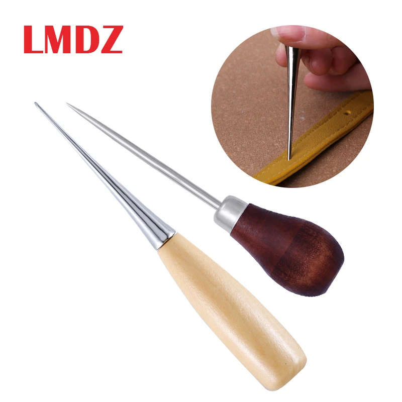 LMDZ Wooden Handle Awls DIY Leather Tent Sewing Awl Shoes Repair Tool Hand Stitcher Leather craft Awl Punch Hole Leather Tools