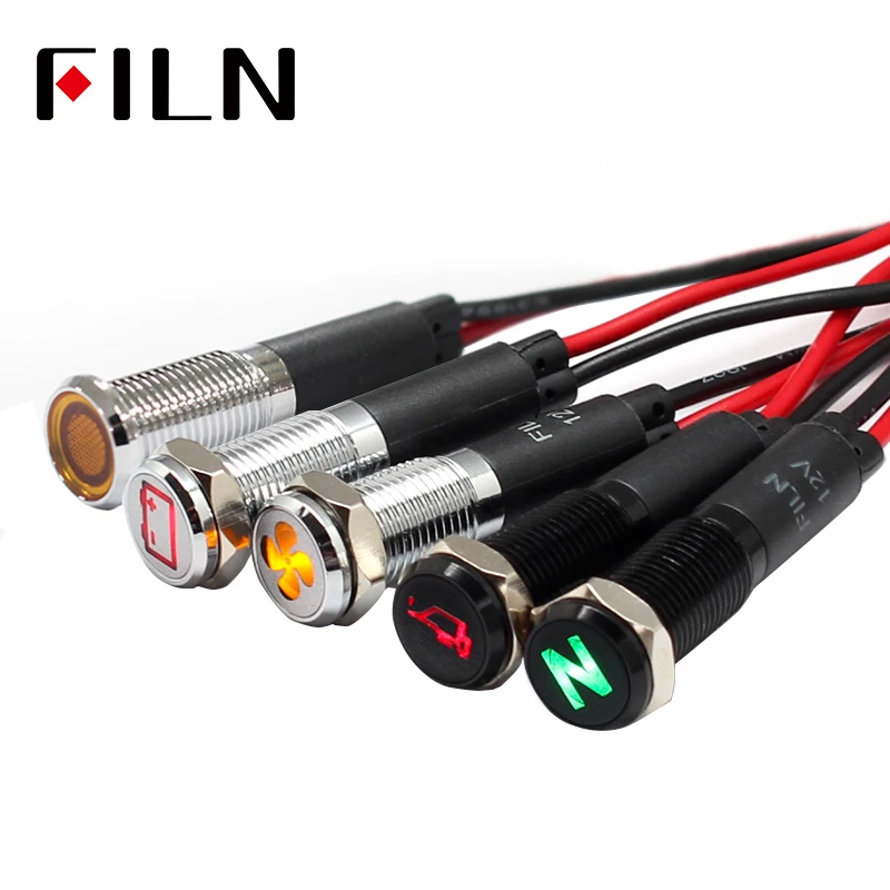 8mm mini waterproof metal led indicator light pilot signal lamp car boat panel dashboard warning 12v light with wire leading