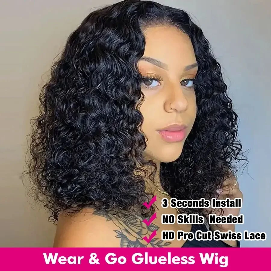 Cheap Brazilian Curly Bob Wig Human Hair Lace Wigs Short Curly Wig 13x4 Lace Glueless For Women Cheveux Humain Perruque