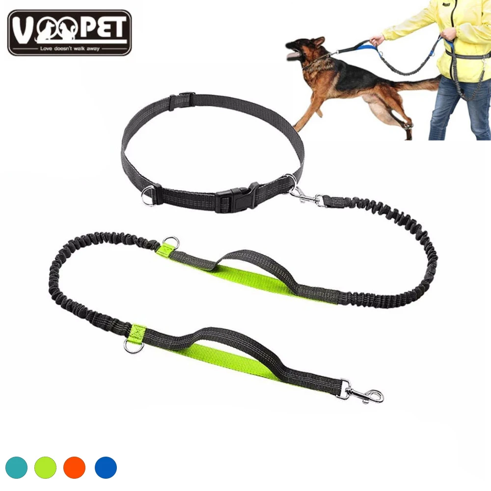 Hands Free Dog Leash Waist Running Belt For Dog Dual Handles Leash Reflective Strip Pet Trainning Rope For Medium Large Dogs