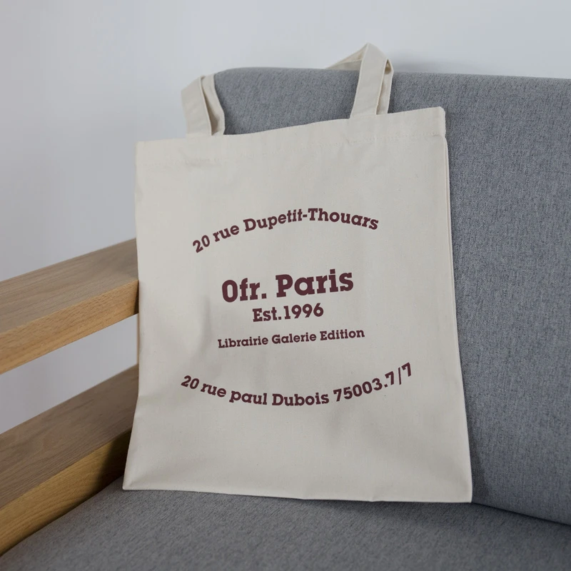 Women Canvas Shopping Bag Paris Letters Print Shoulder Bag Eco Cotton Linen Shopper Bags Cloth Fabric Handbag Tote For Girls