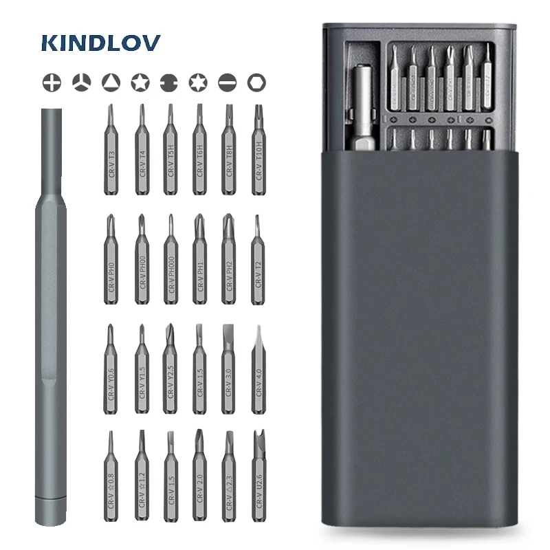 KINDLOV 25 In 1 Magnetic Screwdriver Set Precision Phillips Torx Screw Driver Bits Dismountable For Phone PC Repair Hand Tools