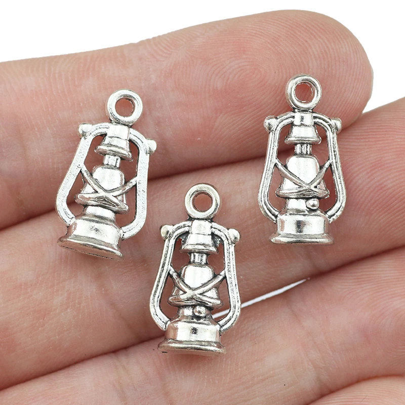 High Quality 10 Pieces/Lot 11mm*20mm Antique Bronze Plated Jewelry Handmade Vintage Oil Lamp Charms