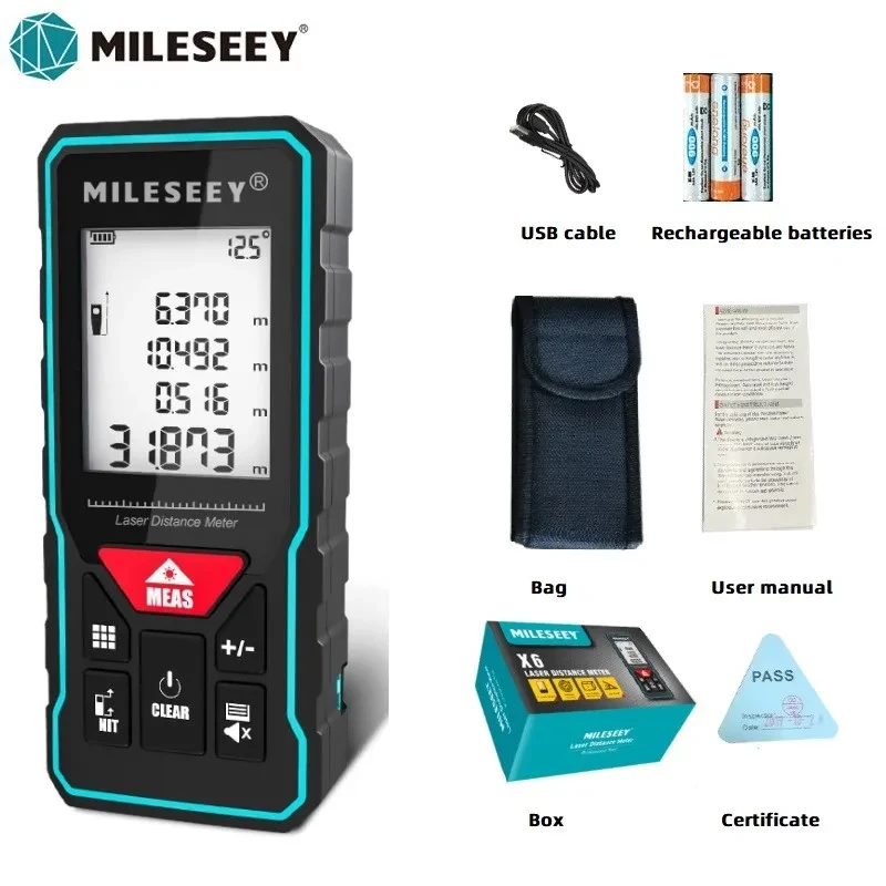 Mileseey Laser Rangefinder X5/X6 40M 60M 80M 100M Digital laser distance Meter  laser Tape measure Diastimeter tester tool